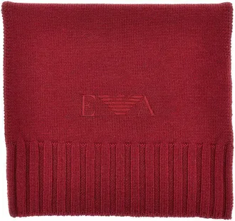 Emporio Armani Wool scarf with logo embroidery Woman One Size