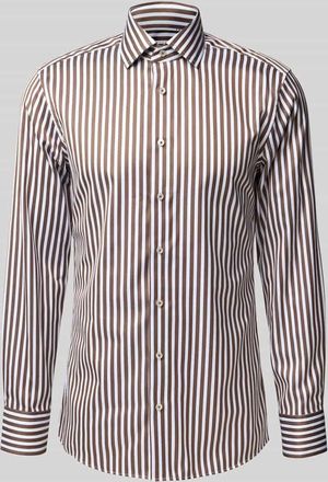 Eterna Slim Fit Business-Hemd mit Knopfleiste in Cognac, Größe 38