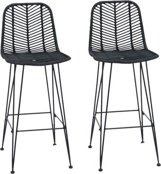 vidaXL Silla De Bar 2 Pcs Negro 44,5 X 53 X 111 Cm Ratan E Hierro Vidaxl