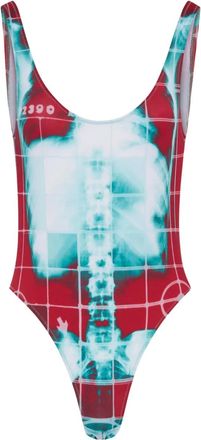 Jean Paul Gaultier squeletor-print swimsuit - women - Polyester/Spandex/Elastane/Polyamide/Spandex/Elastane - L - Red