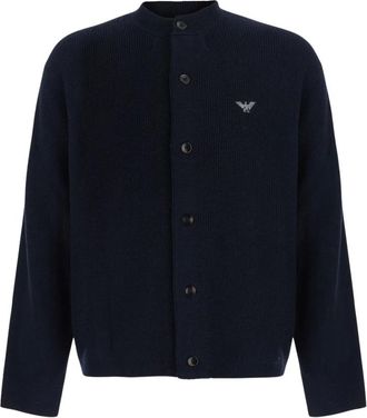 Emporio Armani Henley Kraag Shirt - Heren - Vesten - Blauw - 3XL - Truien & Vesten