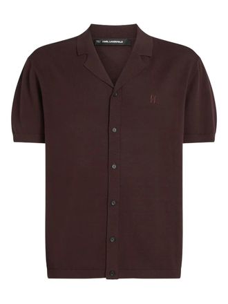 Karl Lagerfeld monogram-detail shirt - men - Cotton - S - Brown