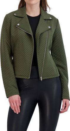 Ookie & Lala Linear Knit Moto Jacket in Olive at Nordstrom Rack, Size Medium