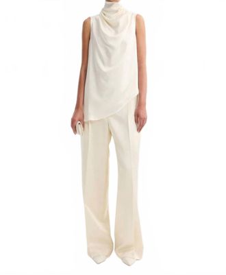 R&oacute;he Sleeveless Draped Satin Top In Cream