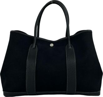 Herm&egrave;s Black Negonda Leather Toile Officier Handbag Tote Bag (Pre-Owned)