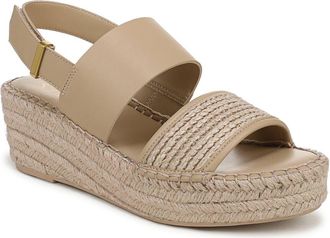 Franco Sarto Parry Wedge Sandal in Natural Beige Faux Leather at Nordstrom Rack, Size 8.5