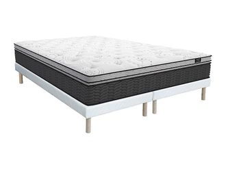 Vente-Unique Conjunto somier + colch&oacute;n h&iacute;brido de muelles ensacados y cubrecolch&oacute;n GAMIANI de YSMEE - 35 cm de grosor - 180 x 200 cm