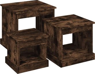 vidaXL Vidaxl - Mesas De Centro 3 Uds Madera De Ingenier&iacute;a Roble Ahumado