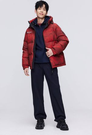 Bosideng Mens Classic Down Jacket with Hood - Red - Size X-Small
