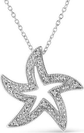 House of Brilliance 925 Sterling Silver Open Diamond Accent Starfish Pendant Necklace in White at Nordstrom