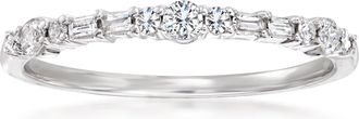 Ross-Simons Round and Baguette Diamond Ring in 14kt White Gold