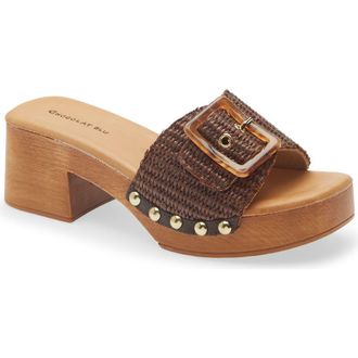 Chocolat Blu Lari Platform Sandal in Brown Raffia at Nordstrom, Size 7.5-8Us
