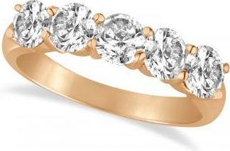 Allurez Five Stone Lab Grown Diamond Ring Anniversary Band 14k Rose Gold (2.00 ctw)