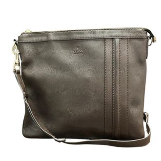 Gucci Brown Leather Messenger Bag Shoulder Bag (Pre-Owned)