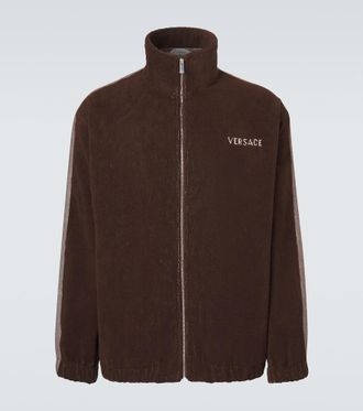 Versace Logo cotton terry zip-up sweatshirt