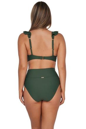 Sunsets Hannah High Waist Bikini Swim Bottoms in Island Green at Nordstrom, Size X-Large