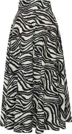 Exquise Brooke Zebra Print Midi Skirt in Black at Nordstrom, Size Xx-Large