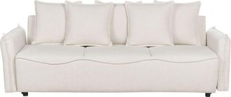 Beliani Modern Sofa Bed Convertible Sleeper with Storage Additional Cushions Removable Covers White Krama