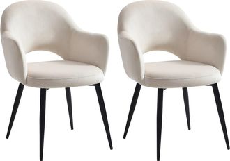 Vente-Unique Conjunto de 2 sillas con reposabrazos de terciopelo y metal negro - Beige - ALSEY de Maison C&eacute;phy