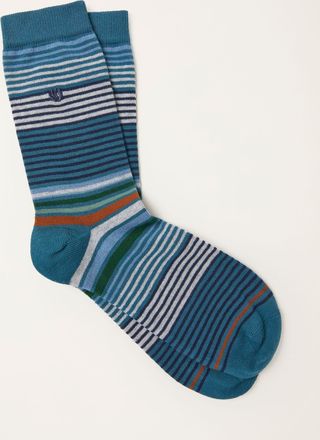 Fat Face FatFace Teal Blue Striped Socks