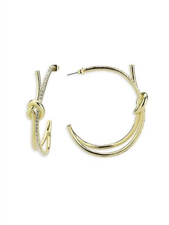 Via Saviene Crystal Knot Half Hope Earrings In Gold