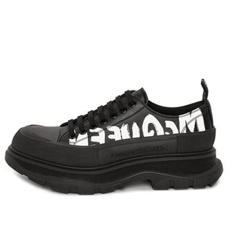 Alexander McQueen Tread Slick Low Lace Up Canvas Graffiti Black White 682423WIABD1070