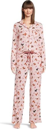 Karen Neuburger Novelty Print Long Sleeve Girlfriend Pajama Set Womens Pajama Sets Apple Orchard Scotties : LG (Womens 14-16)
