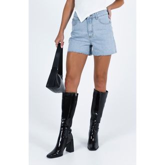 Princess Polly Laurena High Waist Cutoff Denim Shorts in Blue at Nordstrom, Size 4
