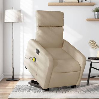 vidaXL Vidaxl - Sill&oacute;n De Masaje El&eacute;ctrico Reclinable Elevable Tela Crema