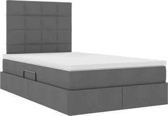 vidaXL Bed with LED Strip Lights Dark Grey 120 x 200 cm Fabric vidaXL