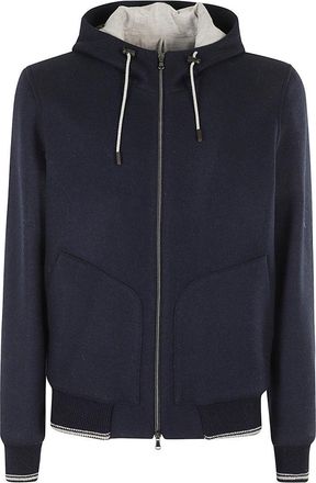 L.B.M. 1911 Wool Jersey Zip And Hood With Contrast Edges