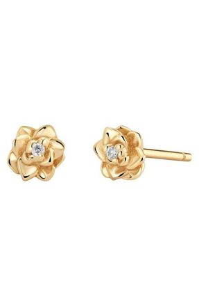 Made by Mary CZ Birth Flower Stud Earrings in July - Gold Vermeil at Nordstrom