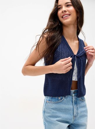 Twik Womens Openwork knit open sweater vest