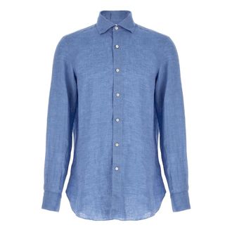 Finamore Heren, Overhemden, Blauw, Maat: 5XL Linnen
