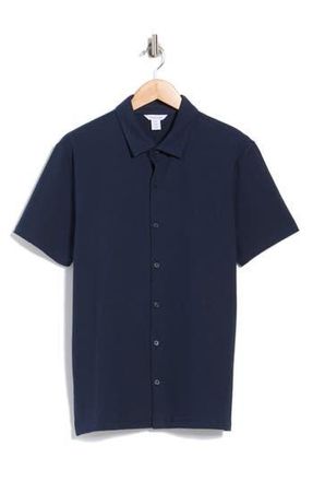 Calvin Klein Seersucker Button Front Polo in Dark Sapphire at Nordstrom Rack, Size Xx-Large