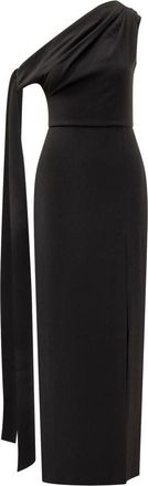 Solace London Black One-Shoulder Dress With Drape Solace London