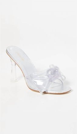 Larroude Womens Mariah Mule Bow Sandals In Clear Silver