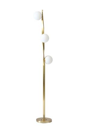Brightech Nola 60 Dimmable LED Twisted Modern Floor Lamp with Glazed Glass Globes in Antique Brass at Nordstrom