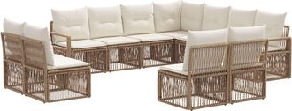 vidaXL Conjunto De Sof&aacute;s De Jard&iacute;n 11 Uds. Beige Rat&aacute;n Sint&eacute;tico Vidaxl