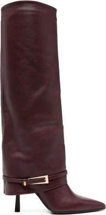Gisèl moirè 90mm Samantha buckle-detail slouch boots - women - Calf Leather/Synthetic Rubber/Calf Leather - 38 - Red