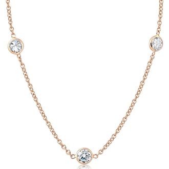 Pompeii3 2 Ct Diamonds By The Yard Necklace 14K Rose Gold Lab Grown Diamond