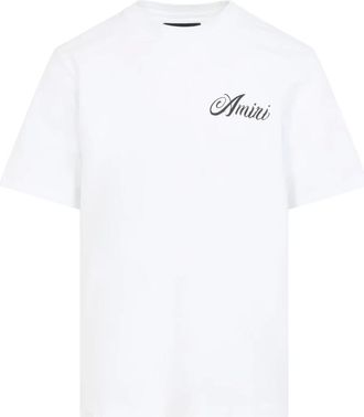 Amiri Tops, Heren, Wit, M, Katoen, Logo T-shirt