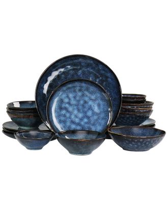 Elama Lucca 20Pc Stoneware Triple Bowl Dinnerware Set