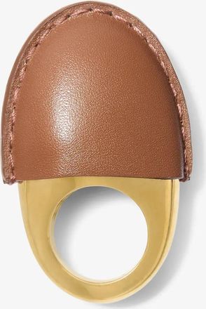 Michael Kors Leather-Wrapped 24k-Gold-Plated Brass Dome Ring