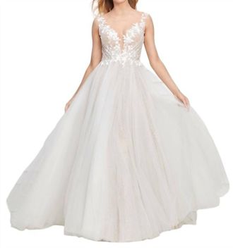 Watters Ethereal Romance A-Line Dress In Ivory/bronze