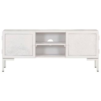 Berkfield Home TV Cabinet White 115x30x46 cm Solid Mango Wood | Size: 115 x 30 x 46 cm