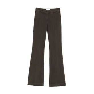 Via Masini 80 Uitlopende broek - Dames - Broeken - Bruin - Maat: 3XL Katoen