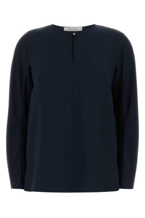 Max Mara Midnight Blue Stretch Silk Mitico Blouse