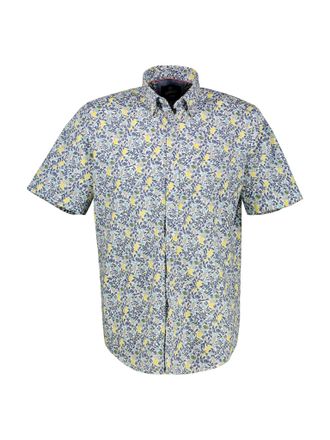 Lerros Kurzarmhemd LERROS, Herren, Gr. L, N-Gr, weiss (wei&szlig;), Web, Obermaterial: 100% Baumwolle, bedruckt, regular fit Po-bedeckend, gerader Abschluss, Hemde