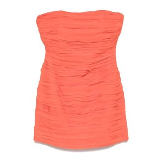 Raquel Diniz Coral Red Strapless Draped Dress - female - Raquel Diniz - Short Dresses - Red - M - Dresses